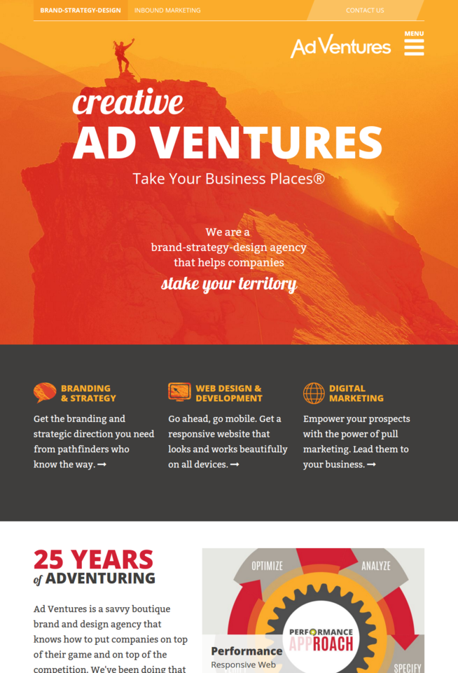 ad ventures web design screenshot