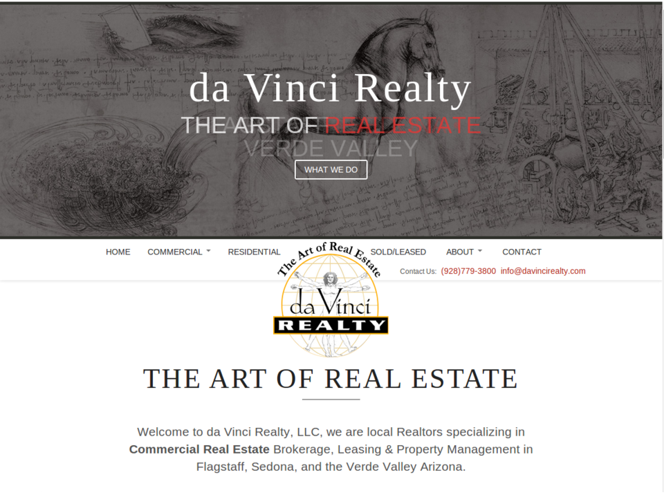 davinci realty web design screenshot